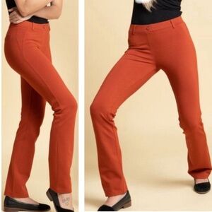 Betabrand Women's Straight Leg Pants in Rust Orange